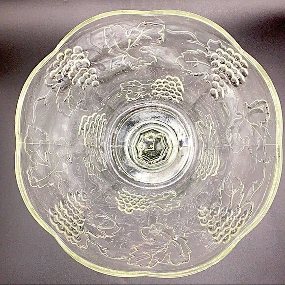 Colony Harvest Clear Pressed Glass Round Compote Dish Pedestal Bowl - Picture 7 of 16